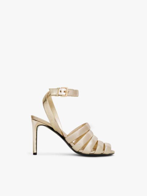 CHAIN STRAPPY SANDALS IN METALLIZED LEATHER