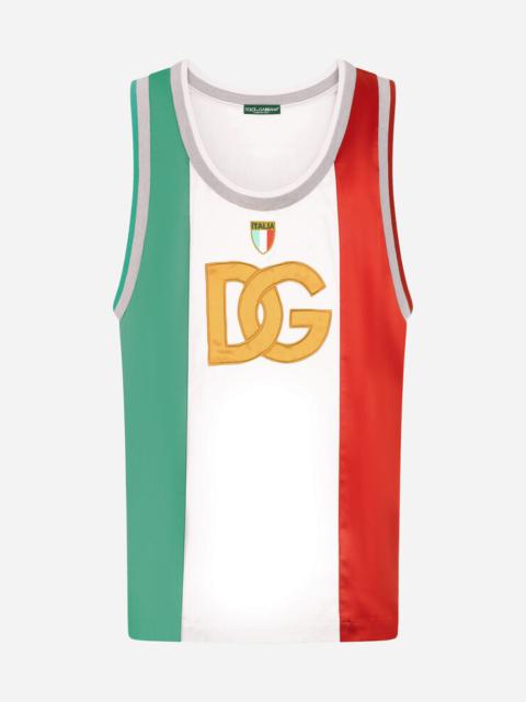 Satin tank top with DG logo and patch