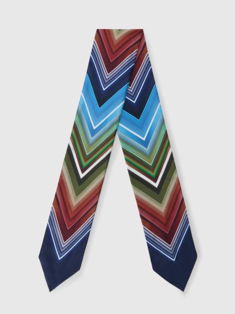 Silk neck scarf with macro zigzag print