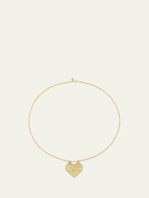 14K Diamond Love Script Heart Necklace