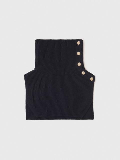 Button-up wool mix collar wrap