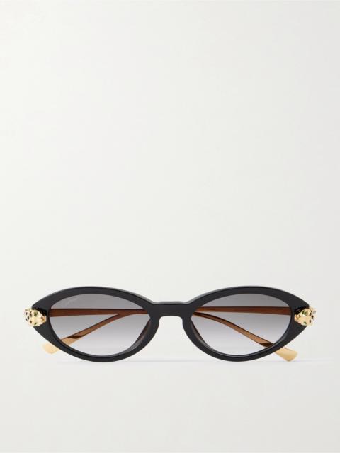Panthère De Cartier Oval-frame Acetate And Gold-tone Sunglasses