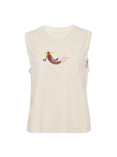 Printed Cotton Silk Sleeveless Tee