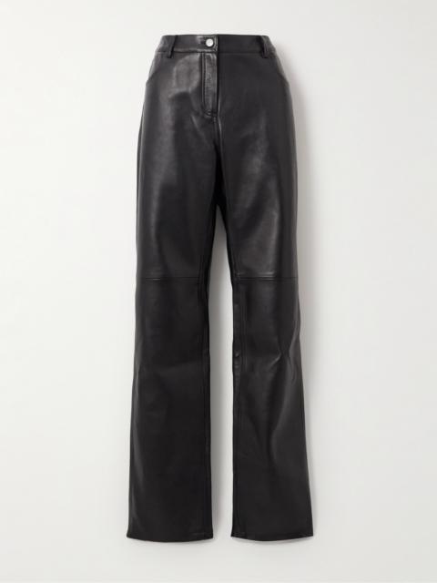 Leather Straight-leg Pants