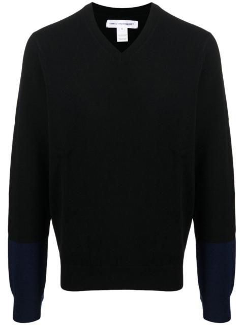 V-neck long-sleeve jumper