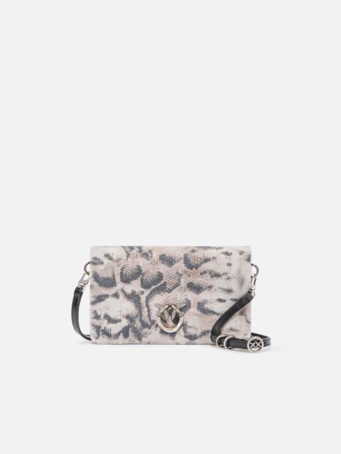 LOVE BAG CLICK SOFT HORIZONTAL MINI CROSSBODY CLUTCH IN PYTHON-PRINT SUEDE