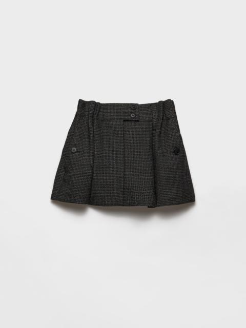 Gingham check mouliné wool miniskirt