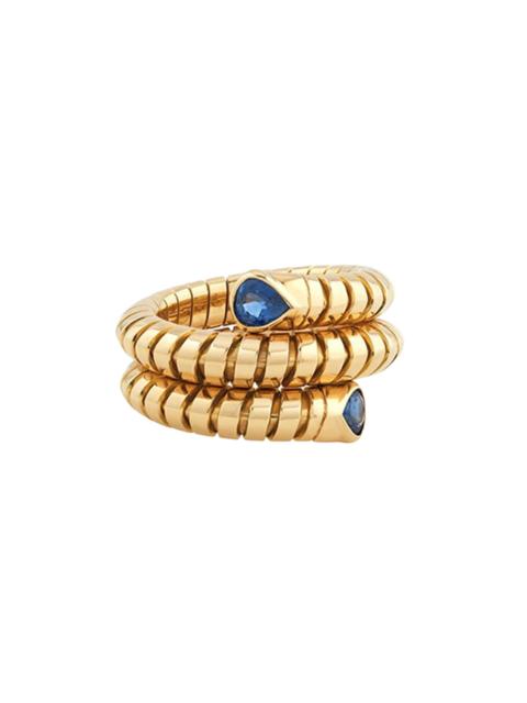 Blue Sapphire Trisola Spiral Ring