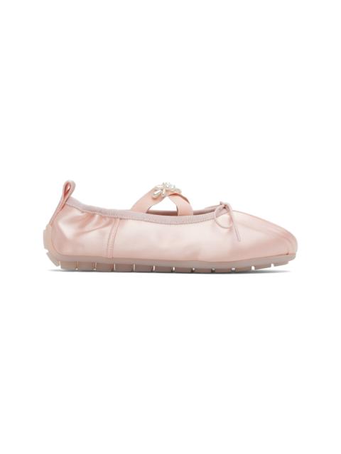 Pink Beaded Grip Ballerina Flats