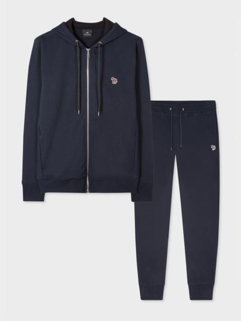 Navy Organic Cotton Zebra Logo Hoodie & Sweatpants Set