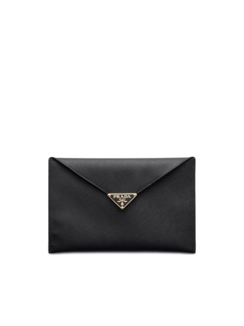 triangle-logo envelope clutch