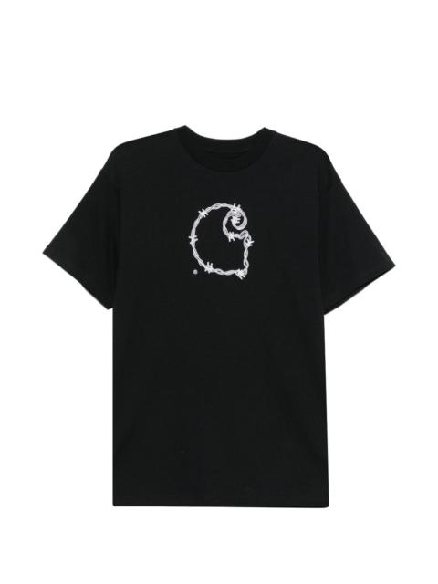 barbed wire graphic T-shirt