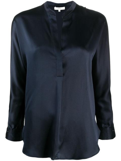 long-sleeved open front blouse