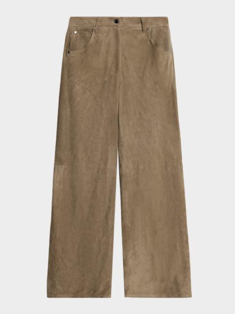 Suede Wide-Leg Pants