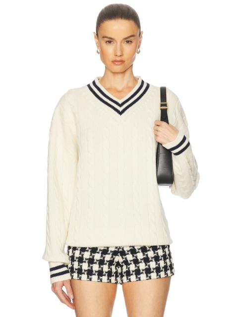 Slouchy Cricket V-Neck Cable Sweater