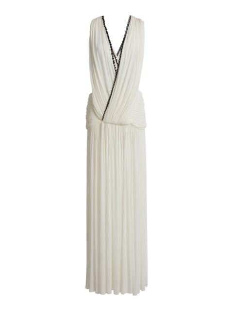 Ruched Jersey Maxi Dress black/white