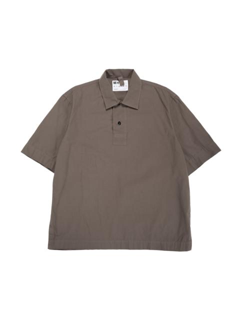 MHL Offset Placket Polo Washed Cotton Poplin Mole