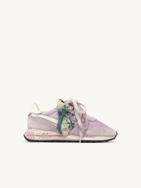 REELWIND SUPER VINTAGE SNEAKERS IN WHITE AND LILAC SUEDE AND NYLON