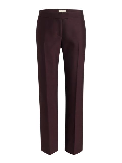 Callen Wool-Silk Faille Straight-Leg Pants brown