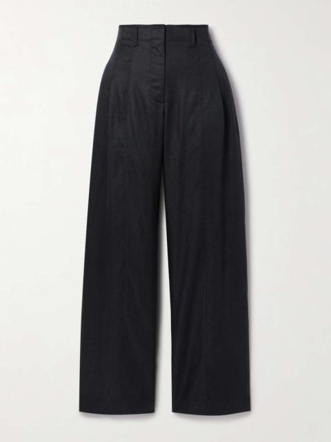 Delvine pleated Lyocell-blend twill wide-leg pants