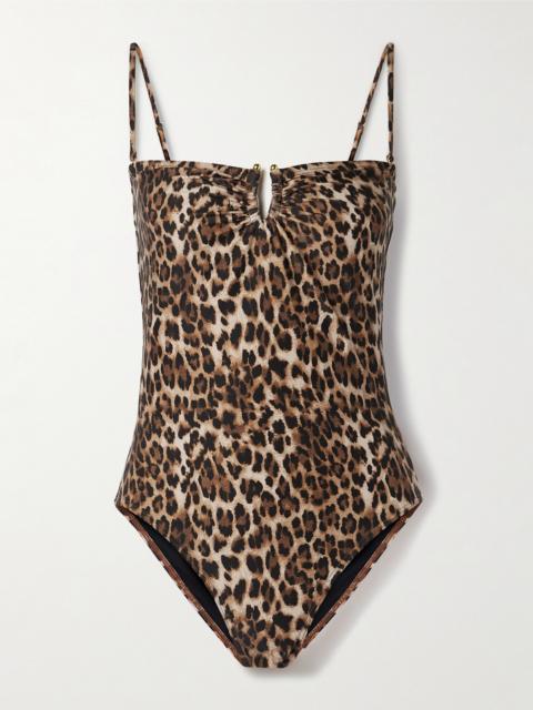 Embellished Leopard-print Swimsuit
