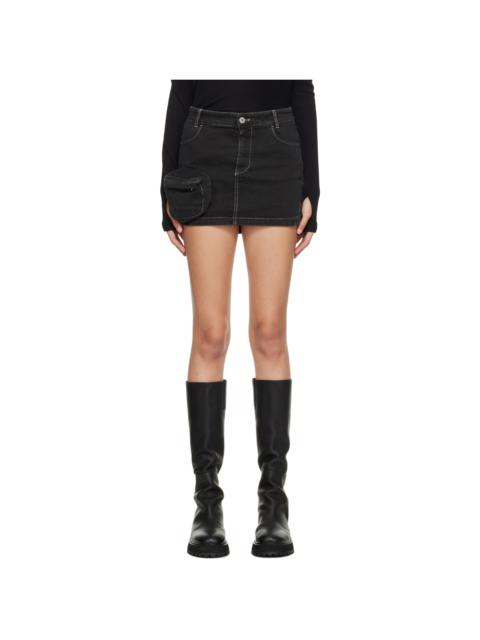 Black Pocket Denim Miniskirt
