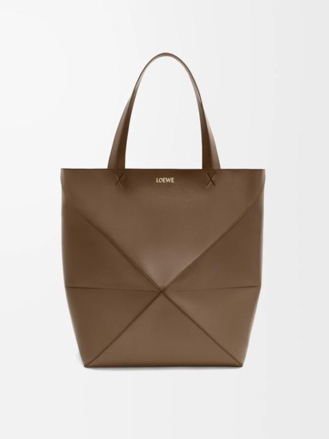 Large Puzzle Fold Tote in shiny calfskin