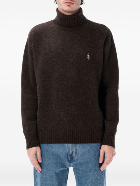 roll-neck logo-embroidered T-shirt