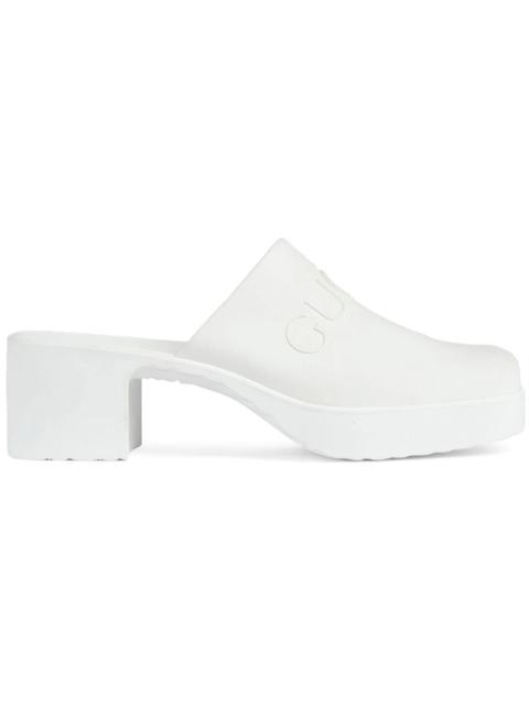 Gucci Rubber Embossed Logo Mule White (Women's)