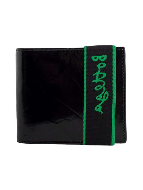 Bottega Veneta Elastic Band Bi-fold Wallet Black / Green