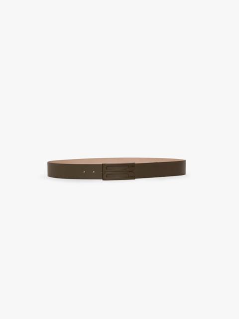 Tonal Jumbo Frame Belt In Dark Khaki Smooth Leather