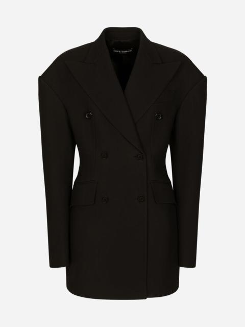 Double-breasted technical crepe jacket