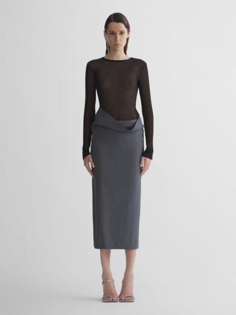 grey pinstripe stretch tube skirt