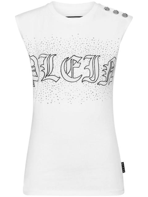 crystal-embellished cotton tank top