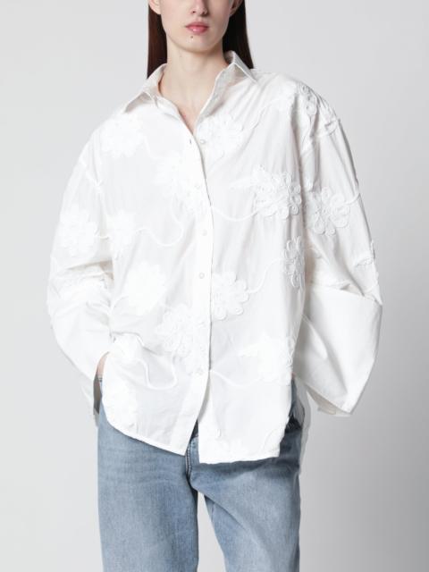 Flower oversized floral shirt in organic cotton, white