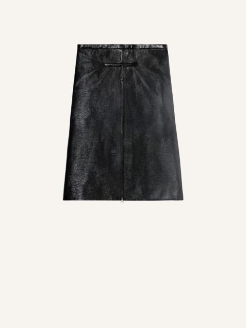 TAILORED ZIPPED VINYL MIDI SKIRT