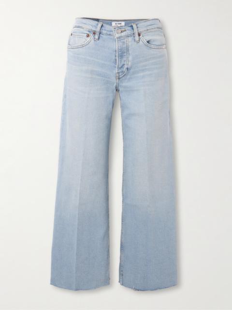 Frayed Mid-rise Wide-leg Jeans
