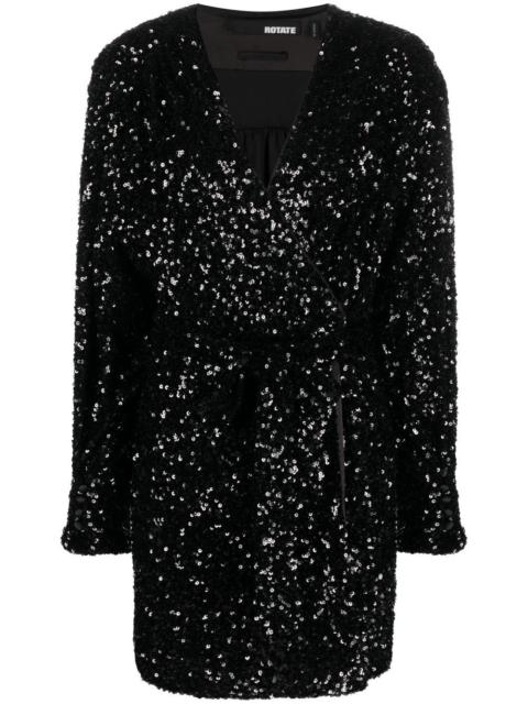 sequin-embellished wrap minidress