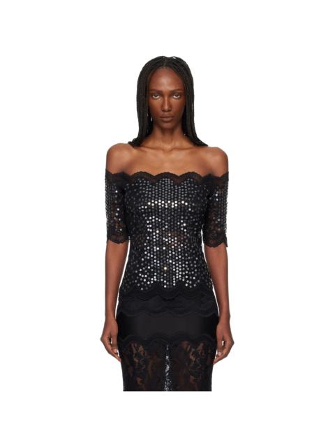 Black Off The Shoulder Lace Top