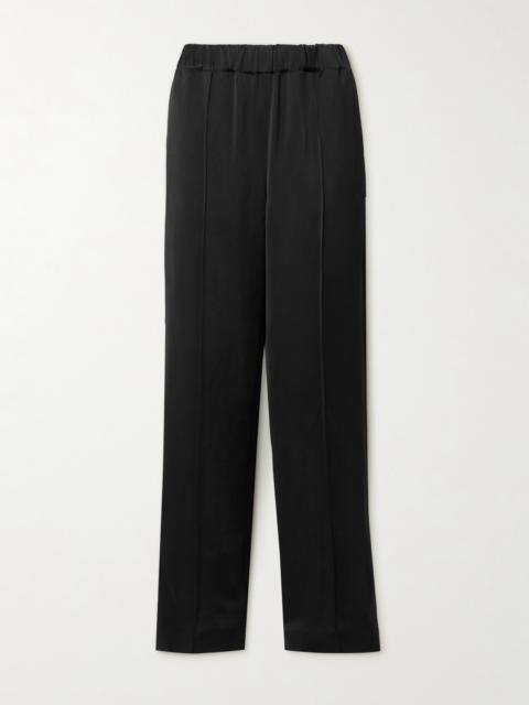 Pleated Satin Straight-leg Track Pants