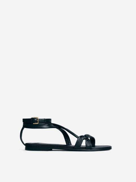 Asymmetric Leather Sandal in Black