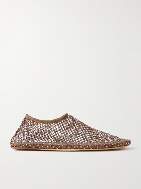 Minette Crystal-embellished Mesh Ballet Flats