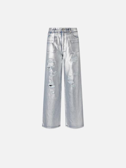 LOOSE-FIT LAMINATED DENIM JEANS