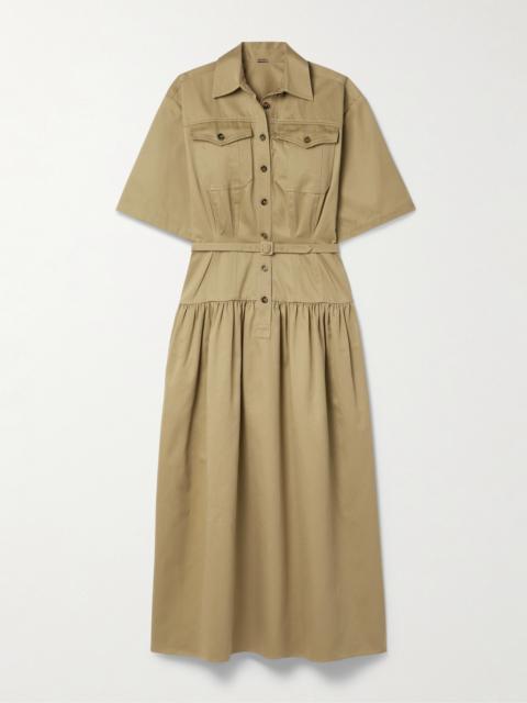 Edie Belted Cotton-twill Midi Shirt Dress