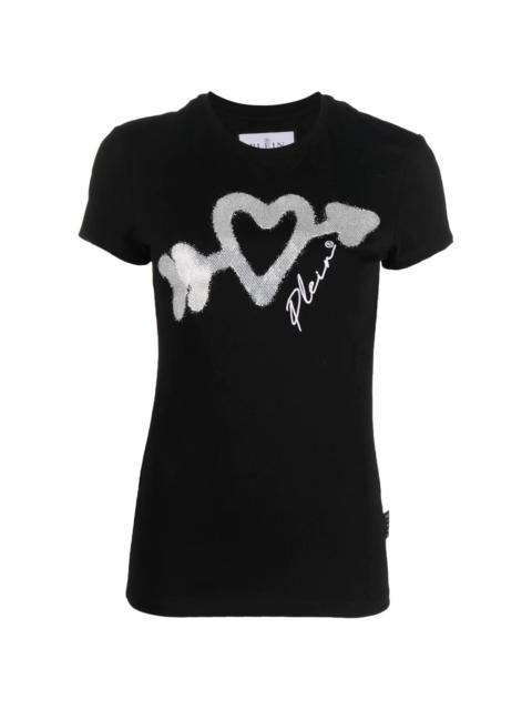 crystal-embellished logo T-shirt