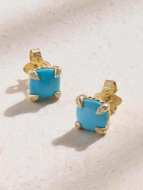 Châtelaine 18-karat Gold, Diamond And Turquoise Earrings