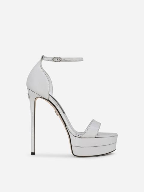 Mirrored-effect calfskin platform sandals