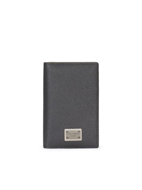 logo-plaque leather cardholder