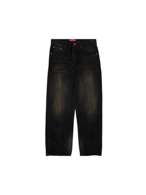 Supreme Distressed Loose Fit Selvedge Jean 'Washed Black'