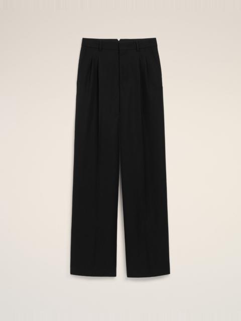 BLACK NEW WOOL LOW WAIST WIDE TROUSERS